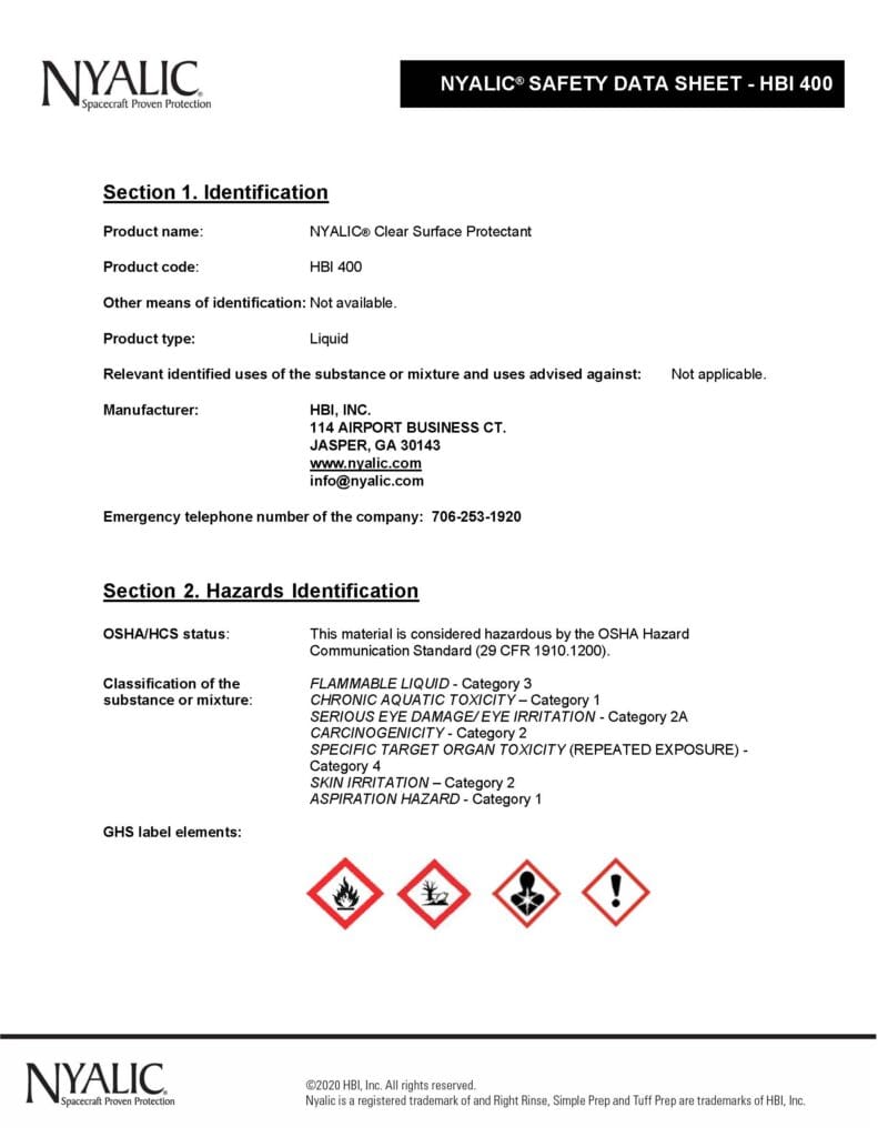 Msds Kit Nyalic 4 quart Excavator protection Kit - Ocean Footprint