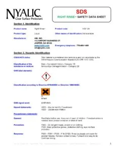 MSDS - Nyalic - Right Rinse
