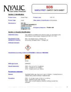 MSDS - Nyalic - Simple Prep