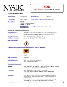 MSDS - Nyalic - Tuff Prep