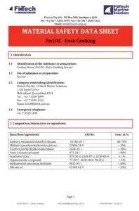 MSDS Fix1DC Deck Caulk 16