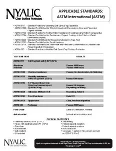 Nyalic ASTM Test Data