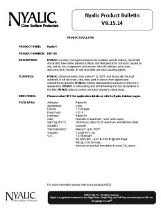 Nyalic Product Bulletin